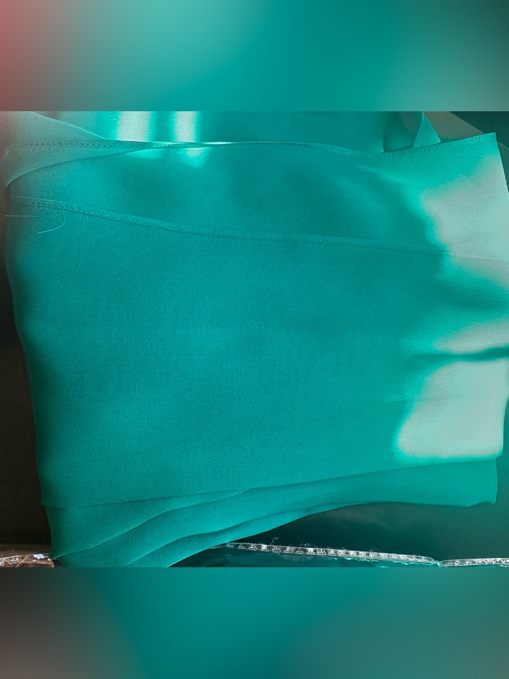 Vintage Y2K-era Papell Boutique teal 100% silk halter midi dress 6P Autumn - Picture 15 of 16